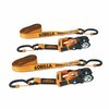 Gorilla Tie Down 1inX12ft Ratchet Strap 1500 lb Cap Lock w/full S Hook & Loop Wrap / Gorilla, 2PK 92004